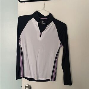 Women's Golf Black and White Long Sleeve Top